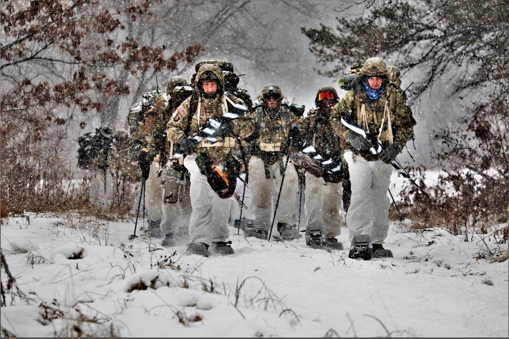 Snowshoeing among critical skills practiced, learned by students in CWOC at Fort McCoy