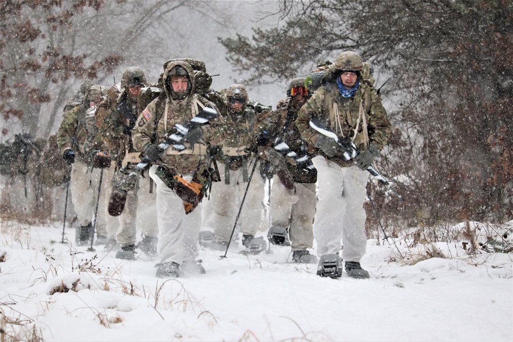 Snowshoeing among critical skills practiced, learned by students in CWOC at Fort McCoy