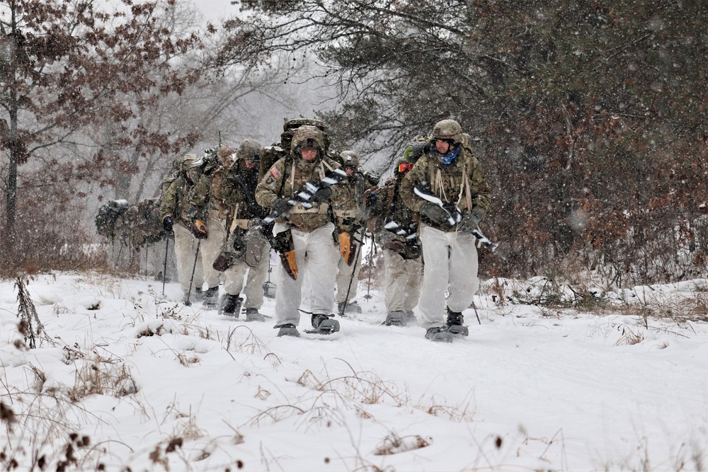 Snowshoeing among critical skills practiced, learned by students in CWOC at Fort McCoy