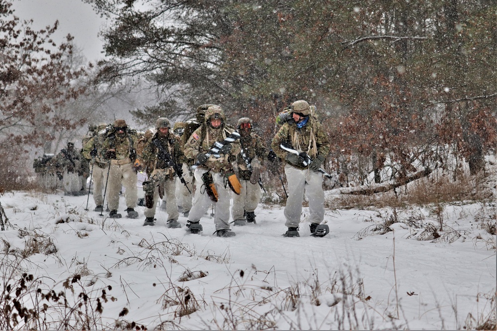 Snowshoeing among critical skills practiced, learned by students in CWOC at Fort McCoy