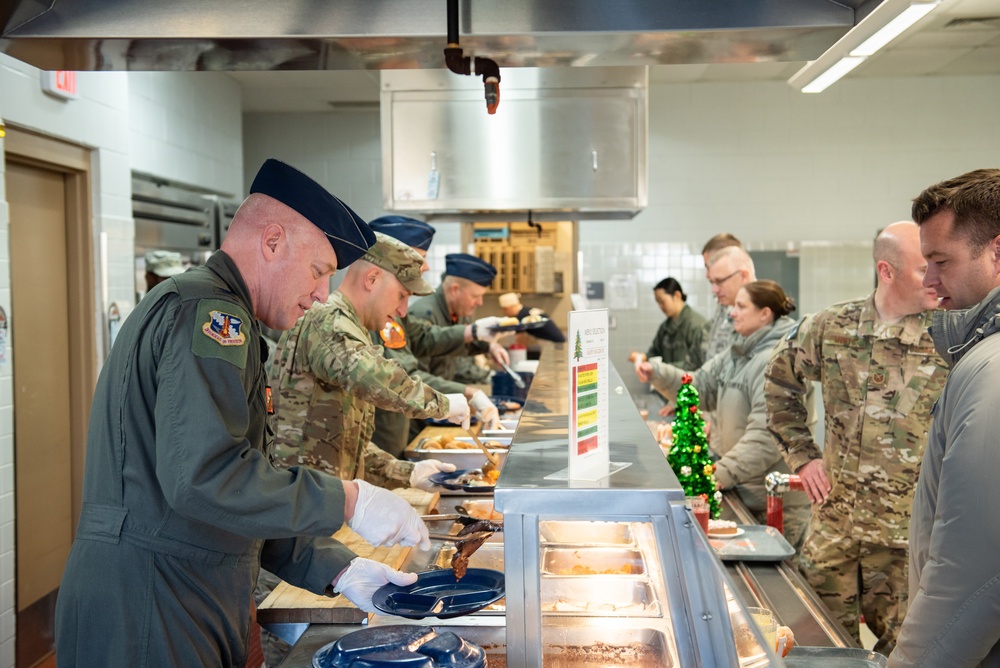 Senior leaders serve 182nd Airlift Wing Airmen holiday meal
