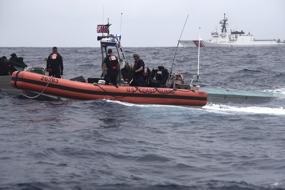 Coast Guard Cutter Bertholf crews interdict suspected drug-smuggling vessel in the Eastern Pacific Ocean