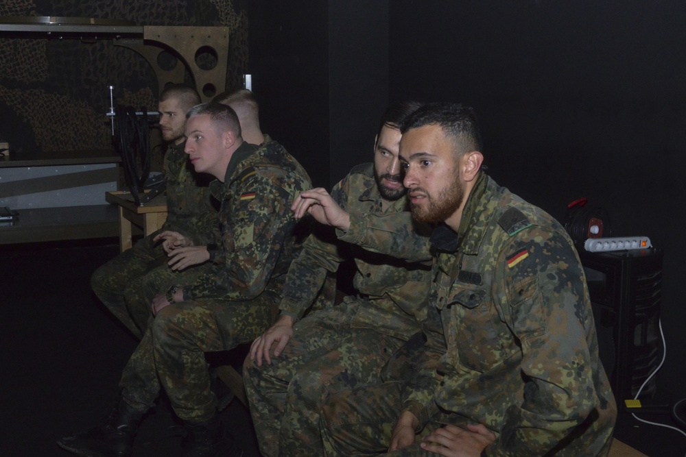 Bundeswehr soldiers train on the Engagement Skills Trainer II