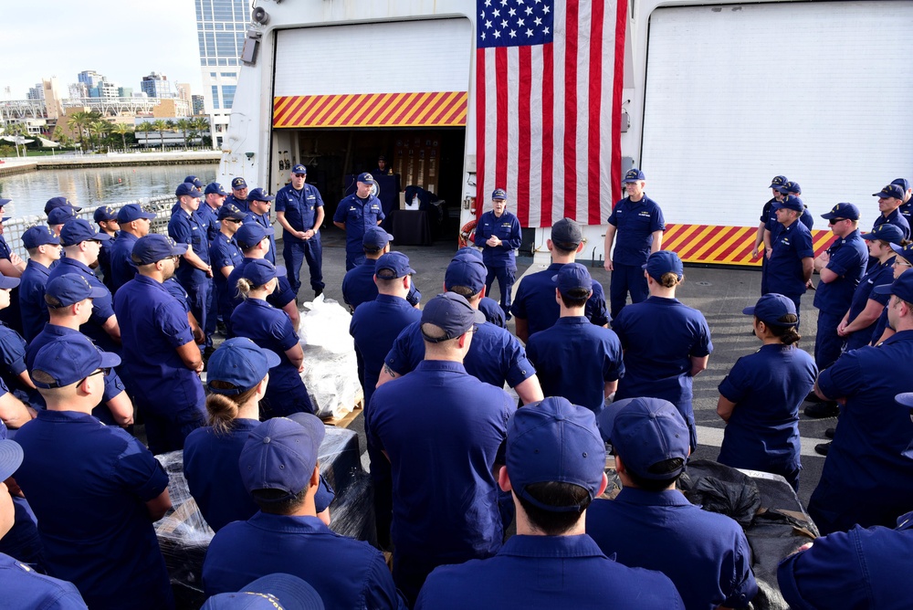 Coast Guard Cutter Bertholf offloads more than 18,000 pounds of cocaine in San Diego