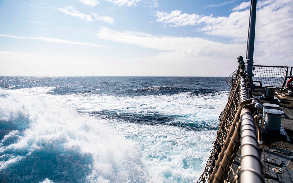 A Sailor Aboard USS Milius (DDG 69) Stands Watch During a Full Power Run