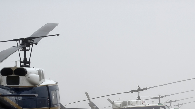 Huey aircraft sit on JBA flightline