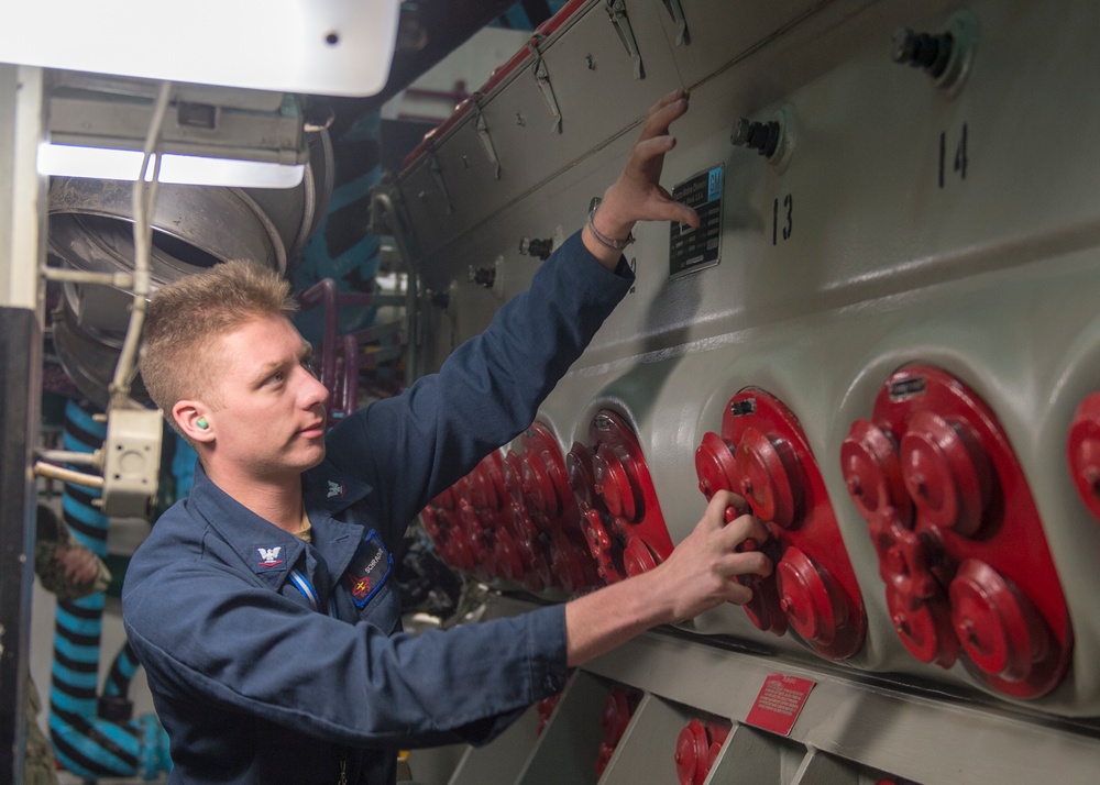 GHWB Sailor Performs Engine Check