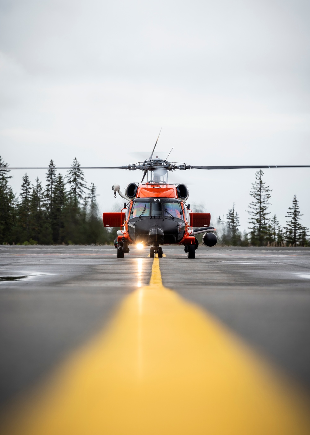 Air Station Kodiak aircrew taxis on runway, FOL Cordova, Alaska