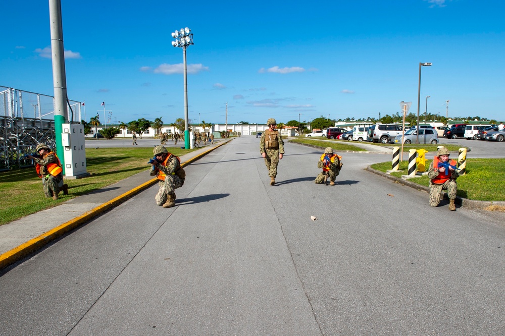 U.S. Navy Seabees with NMCB-5 conduct Seabee Warfare Training on board Camp Shields