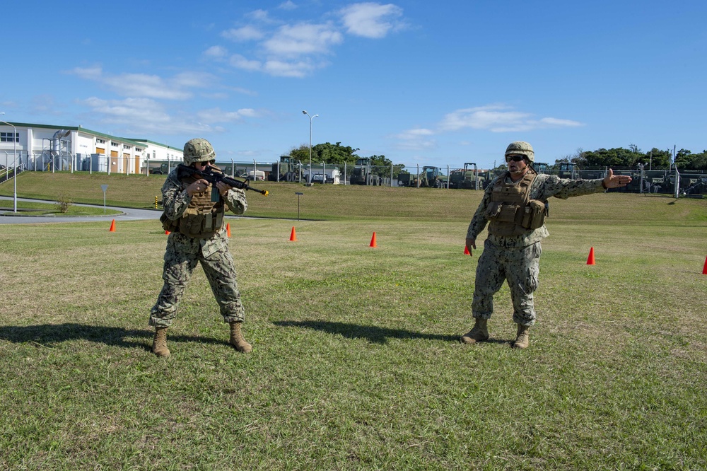 U.S. Navy Seabees with NMCB-5 conduct Seabee Warfare Training on board Camp Shields