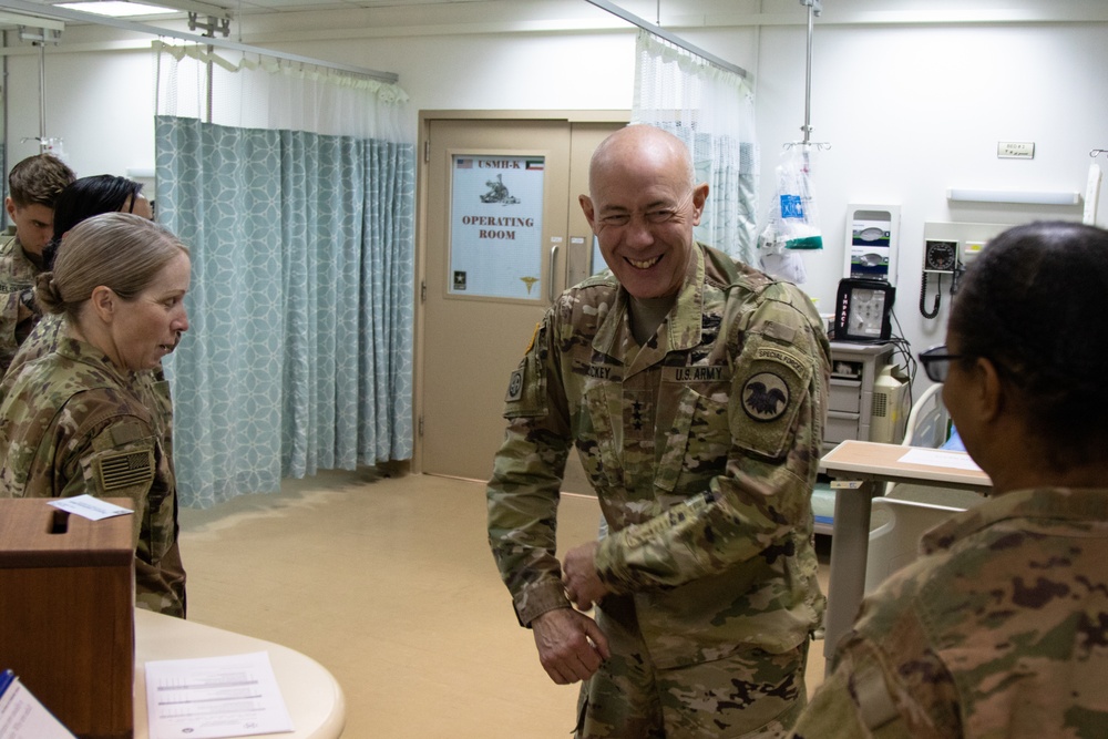 Lt. Gen. Charles D. Luckey greets Soldiers of the 349th Combat Support Hospital