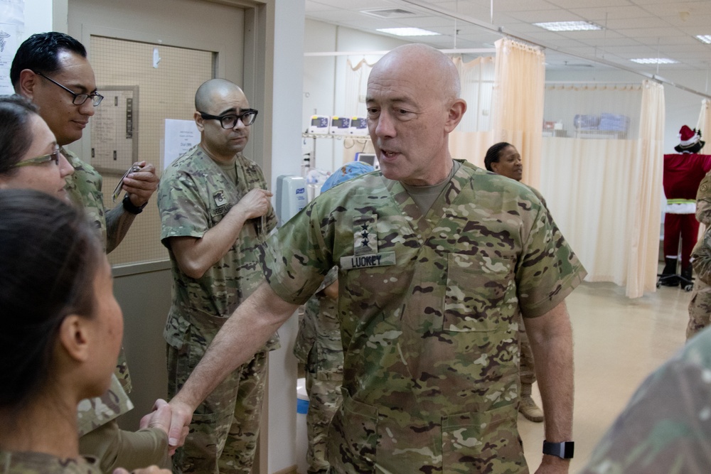 Lt. Gen. Charles D. Luckey  connects with Soldiers of the 349th Combat Support Hospital