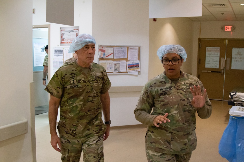 Lt. Gen. Charles D. Luckey tours the operating room of 349th Combat Support Hospital