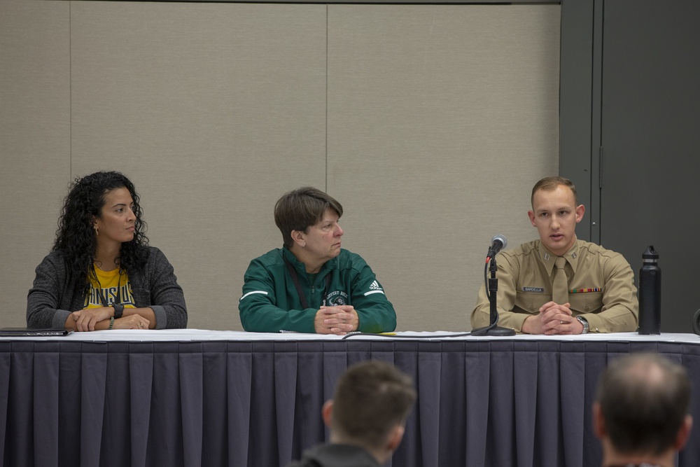 Marines conduct a panel on character building