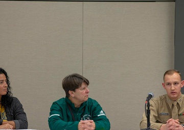 Marines conduct a panel on character building
