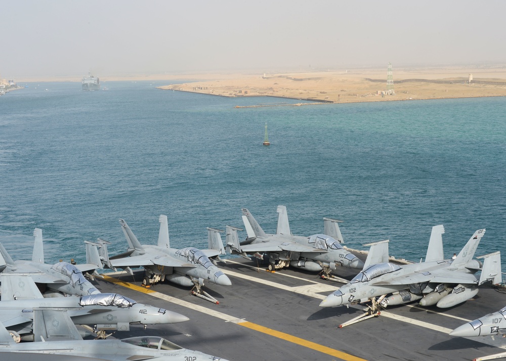 USS Harry S. Truman (CVN 75) transits the Suez Canal