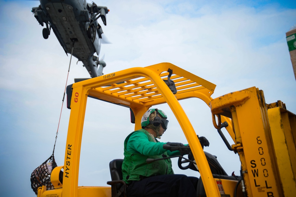 USS Harry S. Truman (CVN 75) conducts a RAS in the Red Sea