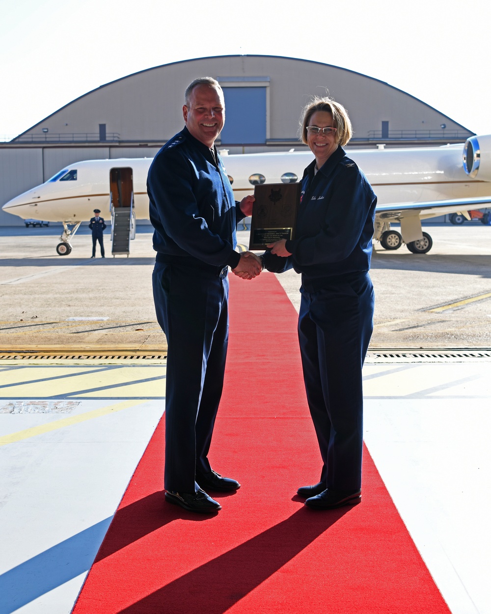 Sam Fox team welcomes arrival of newest C-37B aircraft