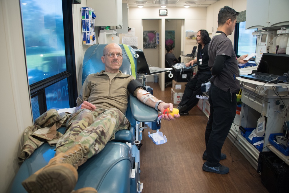 California Air National Guard airmen give blood.