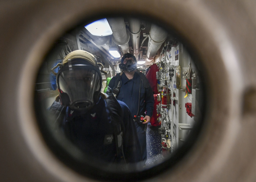 USS Normandy Sailors Respond To Simulated Toxic Gas Leak