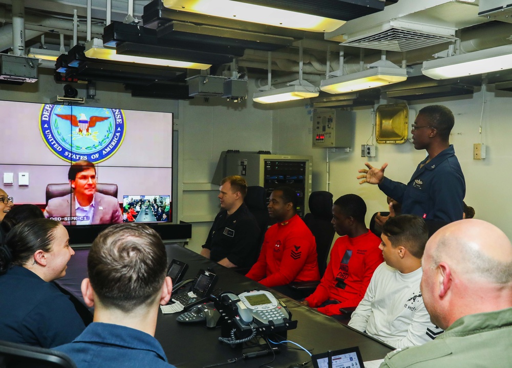 Secretary of Defense calls the Abraham Lincoln during the holidays.