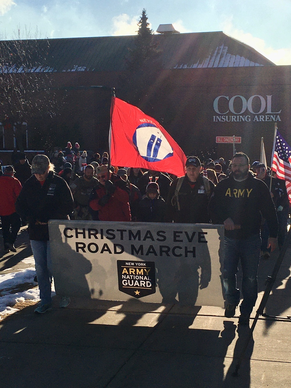 Christmas Eve Road March in Upstate New York Remembers Deployed Troops