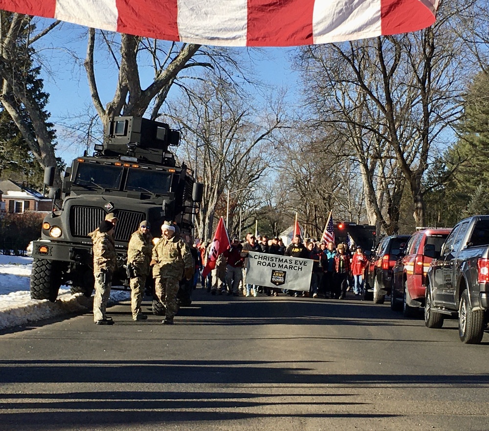 Christmas Eve Road March in Upstate New York Remembers Deployed Troops