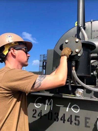 Seabees deployed with NMCB-5’s Detail Guam work on the Asphalt Batch Plant in Santa Rita, Guam