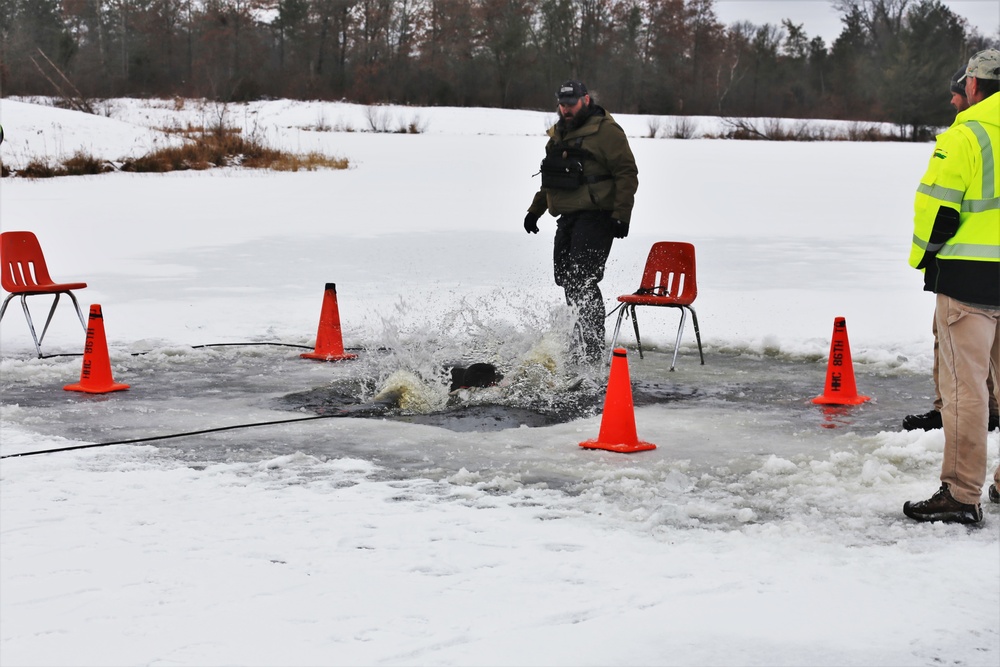 Cold-Weather Operations Course students participate in cold-water immersion training