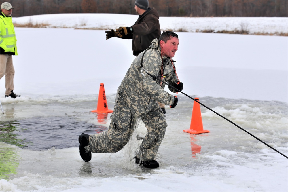 Cold-Weather Operations Course students participate in cold-water immersion training