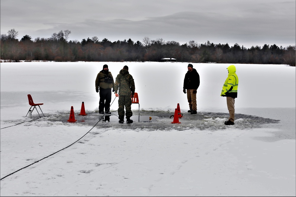 Cold-Weather Operations Course students participate in cold-water immersion training