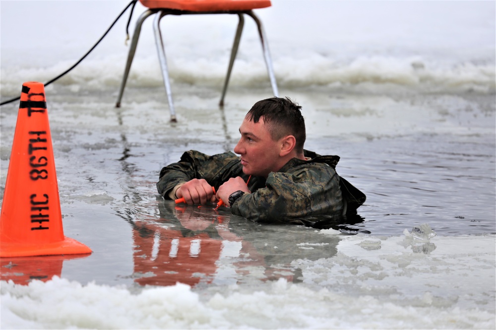 Cold-Weather Operations Course students participate in cold-water immersion training