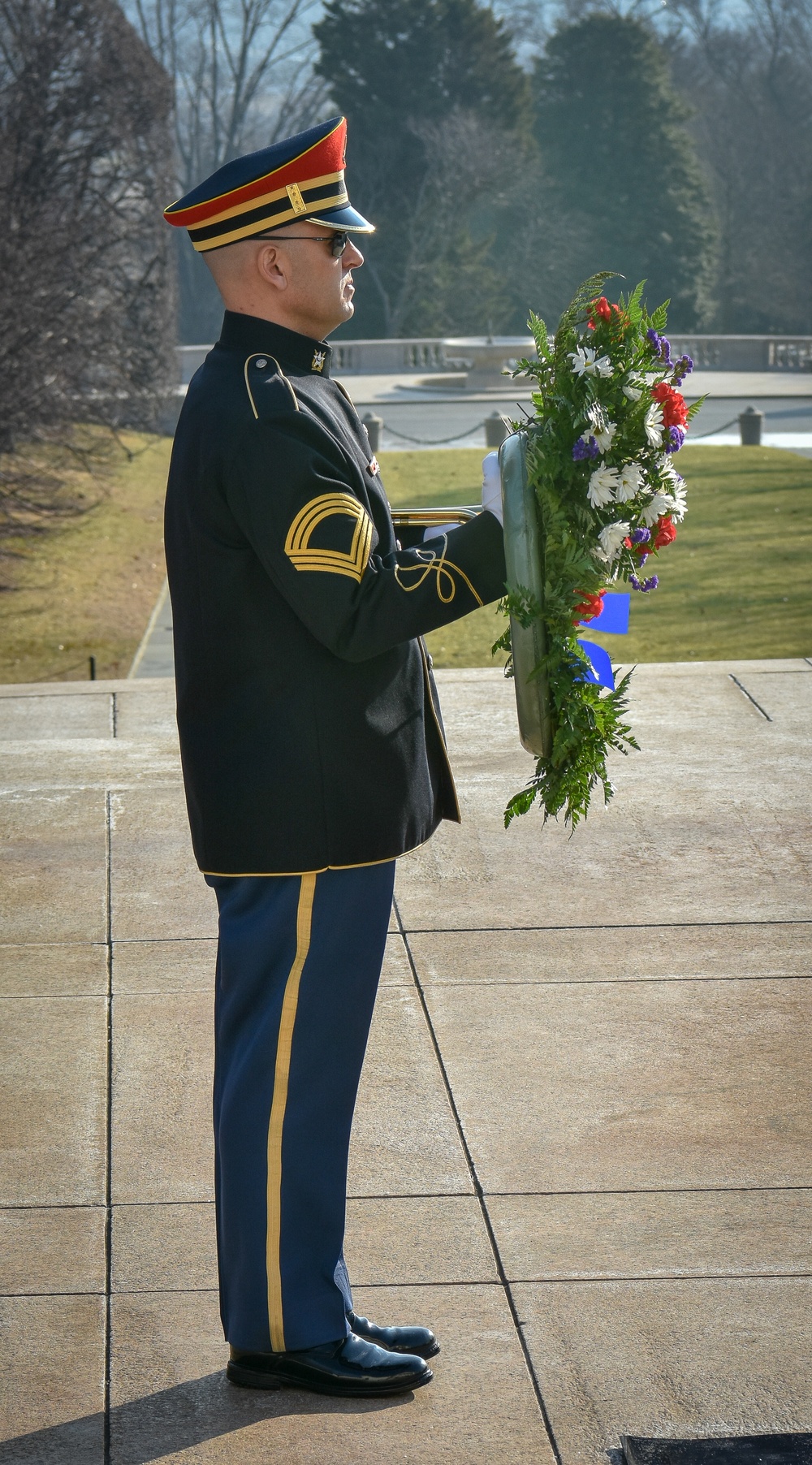 Soldier carries the Wreath at the Tomb of the Unknown Soldier