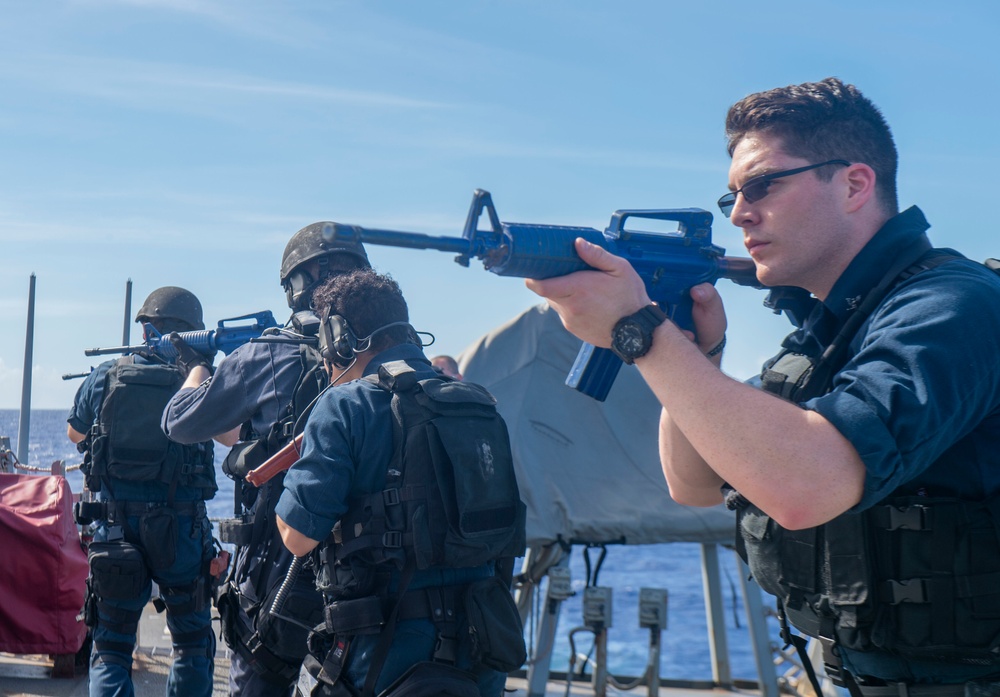 USS Barry Conducts PACFIRE and VBSS Drills At Sea