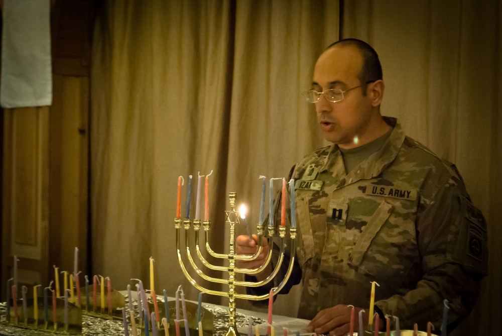 Deployed Service Members Celebrate Hanukkah on Kandahar Airfield