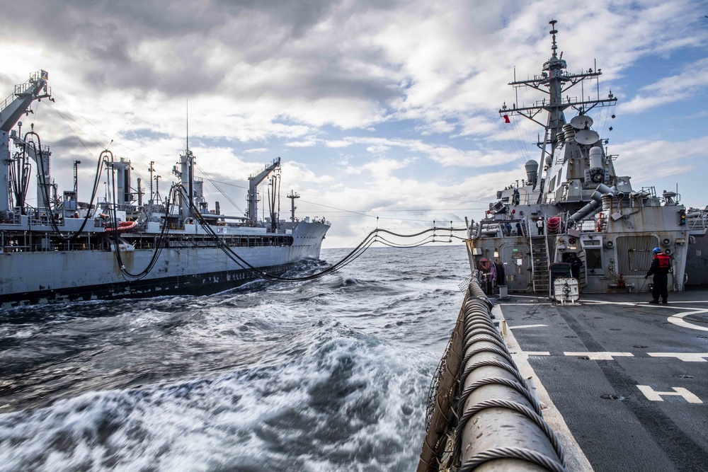 USS Milius (DDG 69) Conducts a Replenishment-at-Sea with USNS John Ericsson (T-AO 194)