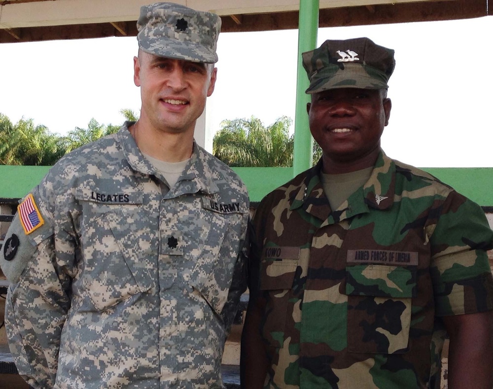 Lt. Col. William LeCates with Liberian colleague