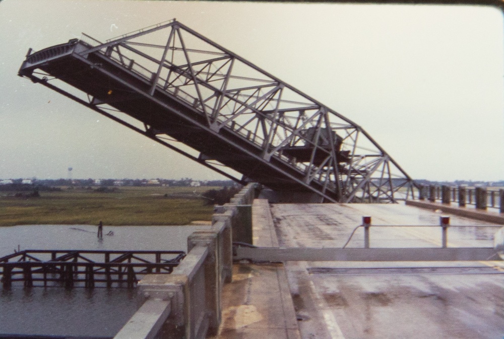 The Ben Sawyer Bridge after Hurricane Hugo