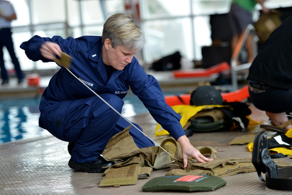 Coast Guard Port Security Unit 312 servicemembers conduct water survival training