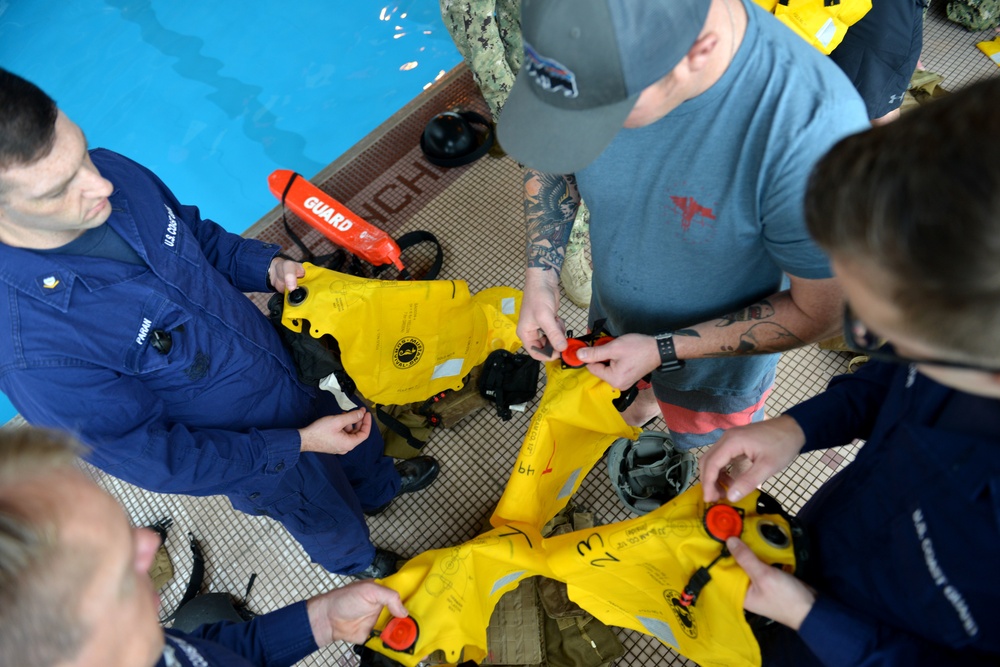 Coast Guard Port Security Unit 312 servicemembers conduct water survival training