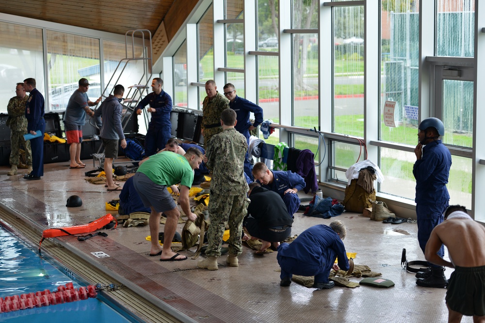 Coast Guard Port Security Unit 312 servicemembers conduct water survival training