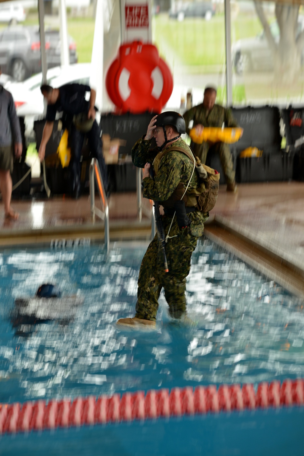 Coast Guard Port Security Unit 312 servicemembers conduct water survival training