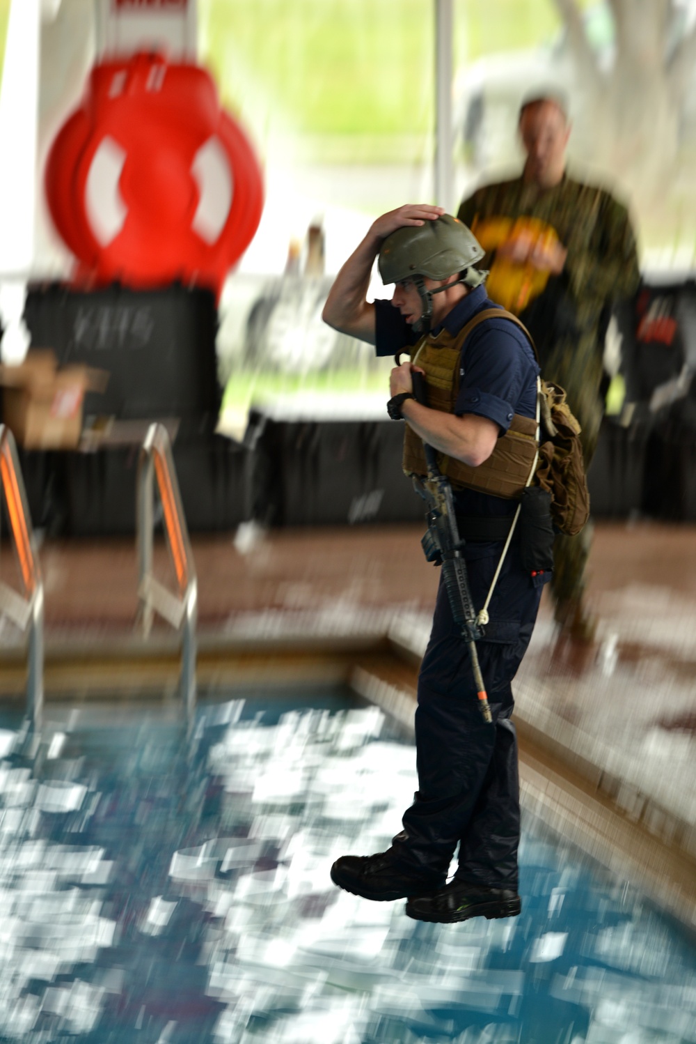 Coast Guard Port Security Unit 312 servicemembers conduct water survival training