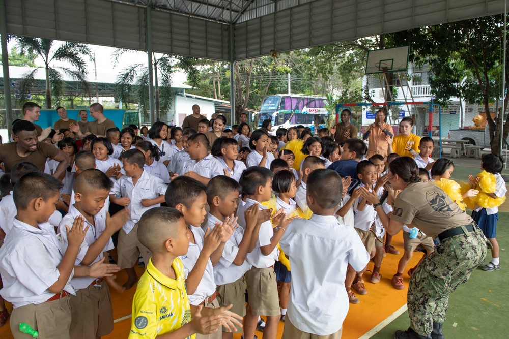 Sailors assigned to the John C. Stennis Carrier Strike Group volunteered at the Ban Banglamung School