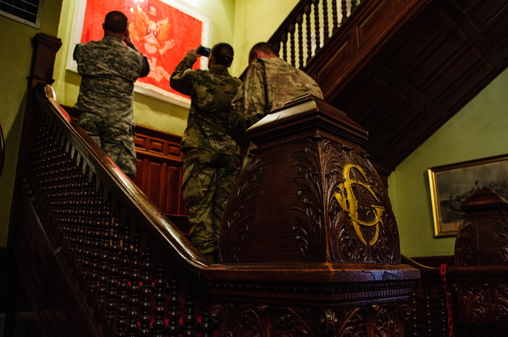 112th Engineer Battalion staff connects to their past