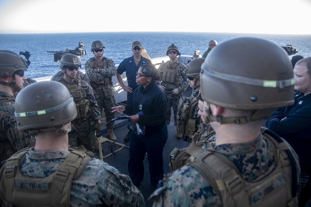 Sailor gives Marines safety brief