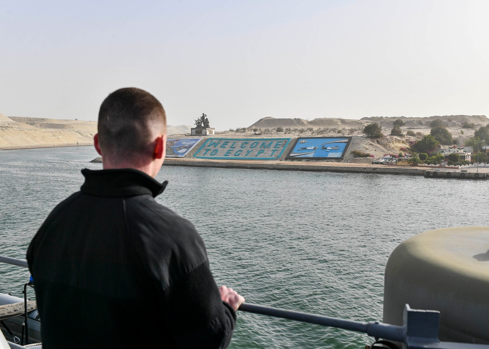 USS Normandy Transits Suez Canal