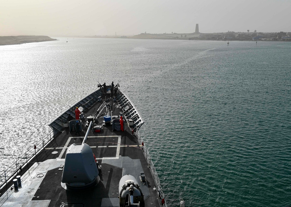 USS Normandy Transits Suez Canal