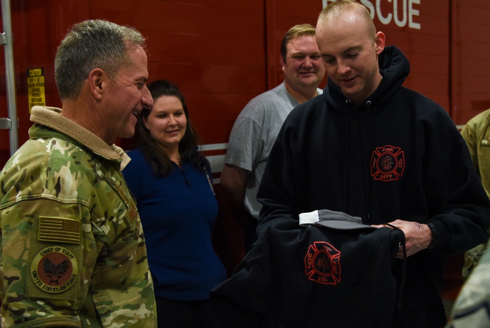 CSAF General Goldfein visits with Team Minot Airmen