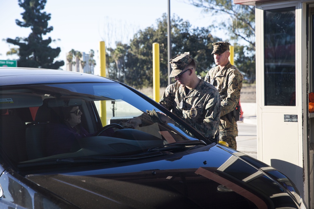 Pendleton gate sentries conduct daily security operations